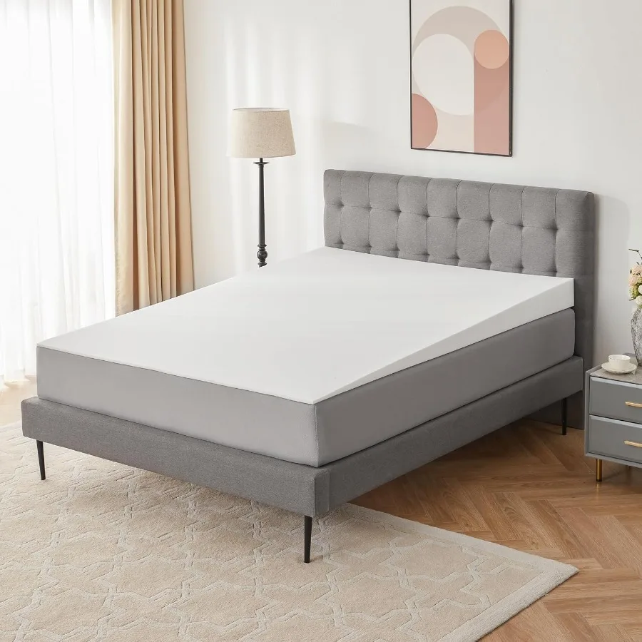 5Inch Queen Inclined Mattress Topper for Acid Reflux Relief GERD Support Neck and Back Pain Alleviation Snoring Reduction Adjus