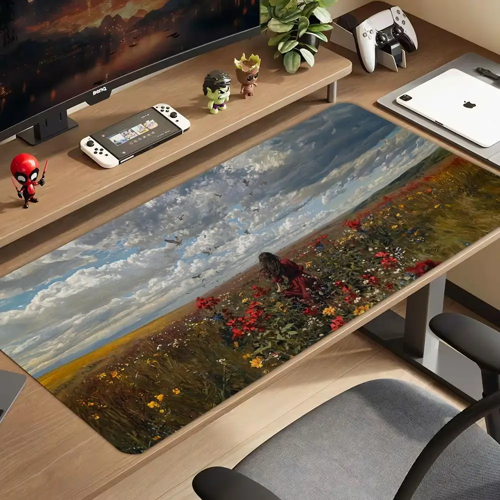 

Impressionist Meadow Scene large mouse pad desk pad gaming mats edge locking office mat rubber pc accessories Computer Desks pad