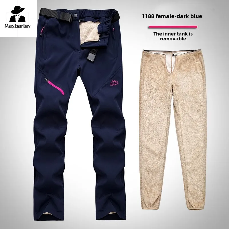 Men Winter Outdoor Hiking Trekking Fishing Camping Climb Pants Male Warm Fleece Trousers Sports Thick Waterproof Pants Joggers