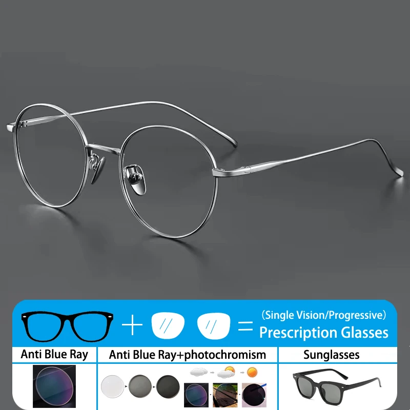 Retro Pure Titanium Prescription Glasses Men Square Anti Blue Light Photochromic Progressive Eyewear Optical Myopia Eyeglasses - Image 3