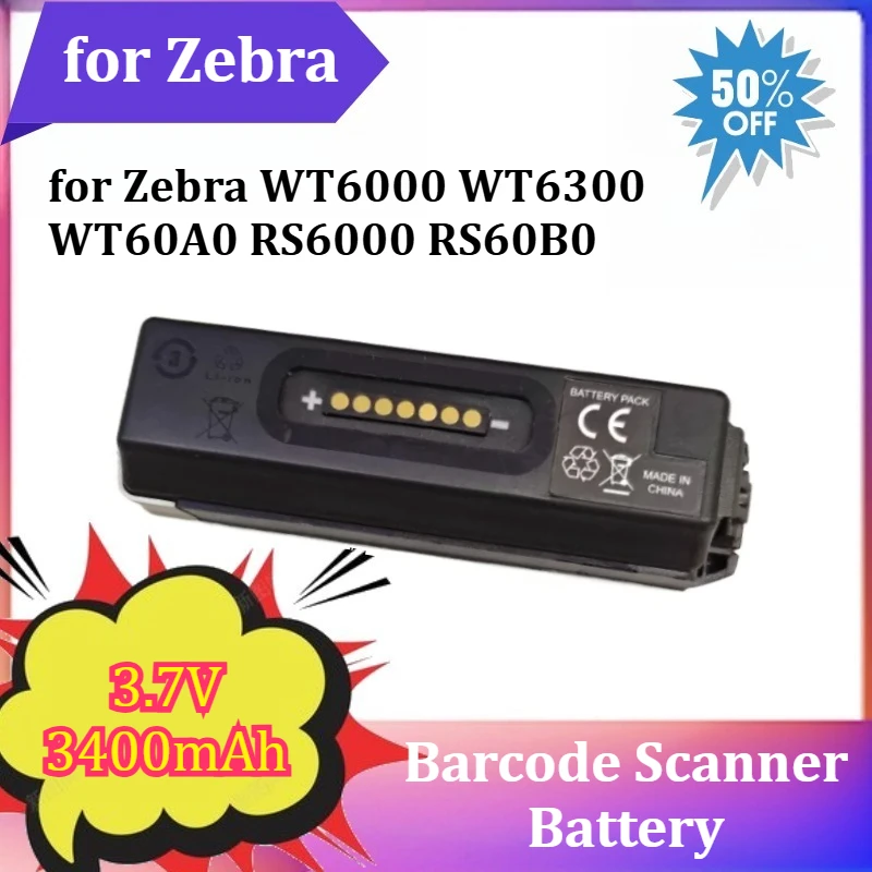 

BTRY-NWTRS-33MA-01 3.7V 3400mAh Replacement Handheld Barcode Scanner Battery for Zebra WT6000 WT6300 WT60A0 RS6000 RS60B0