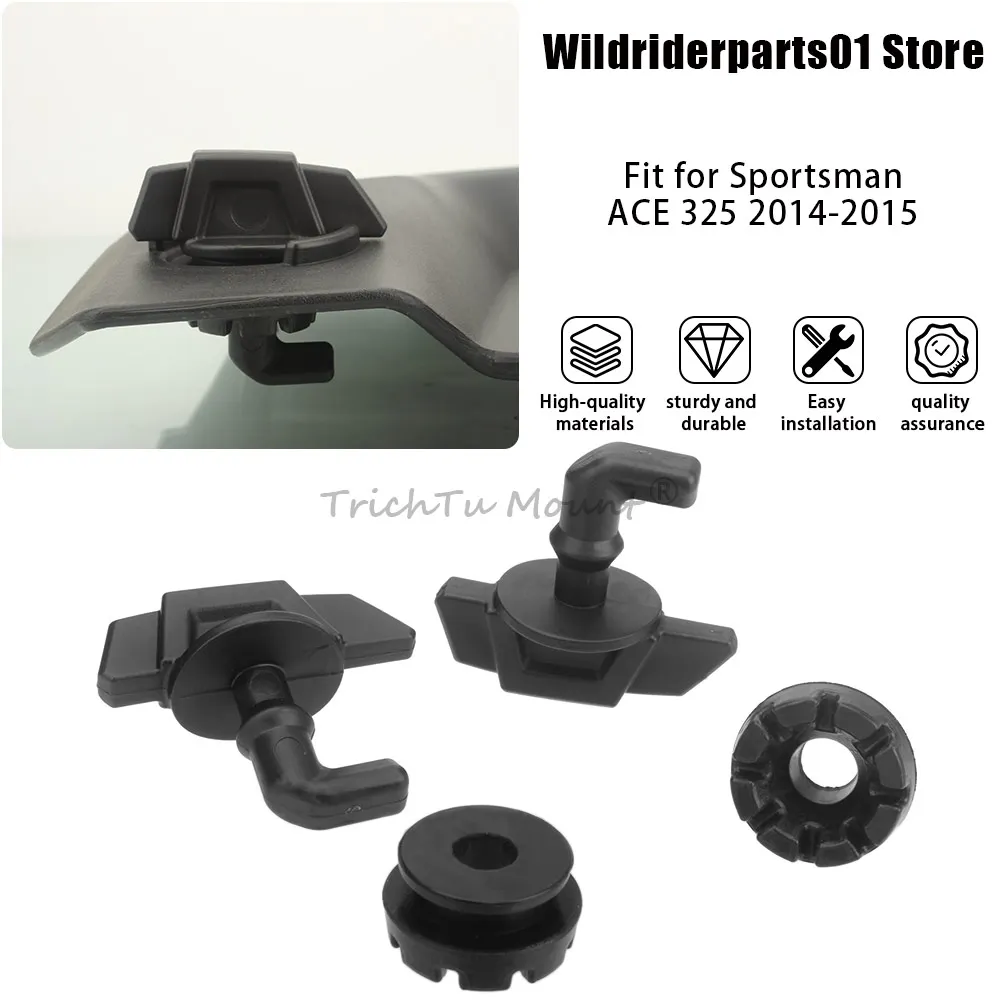 For Polaris Ranger 900 Crew XP 2017-2019  #7081730 5413428 2PCS Hood- Latch Toggles Grommets Kit ABS Plastic Rubber Black Part