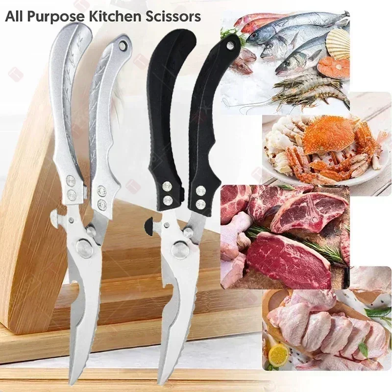 Professional Kitchen Scissors Chicken Bone Scissors Multifunctional Meat Duck Fish Cutter Poultry Scissors Plastic handle image 5