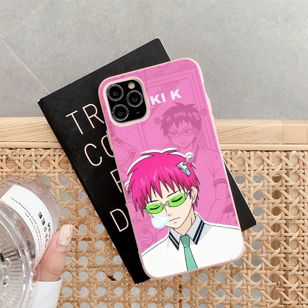 New Anime Saiki Kusuo Phone Case for iPhone 14 11 12 13 Mini Pro Xs Max 8 7 6 6S Plus X XR Solid Candy Color Case