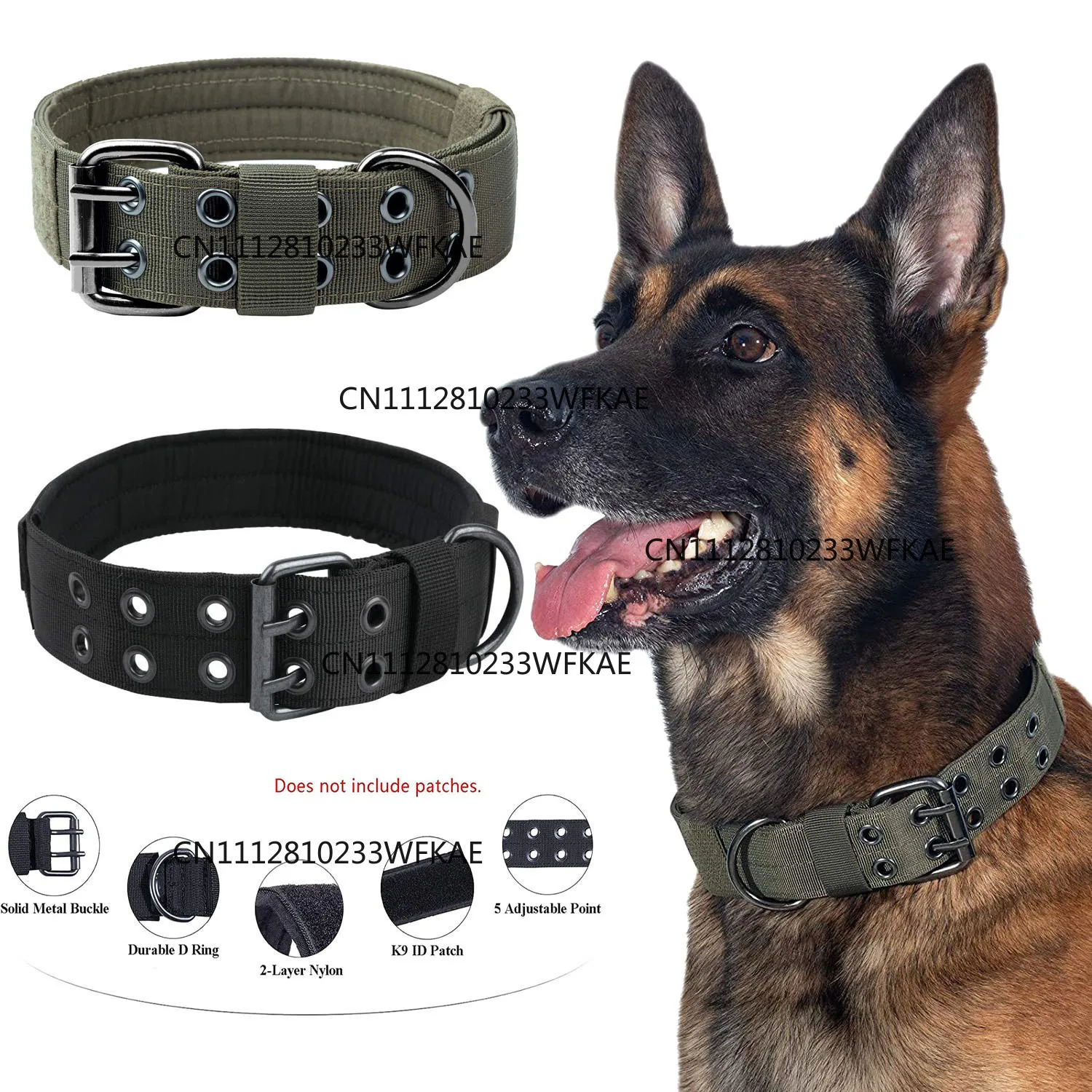 Outdoor Tactical Dog Collar Tactical Training Dog Neck Ring Nylon Adjustable Pet Collar Traction Leash Pet Supplies