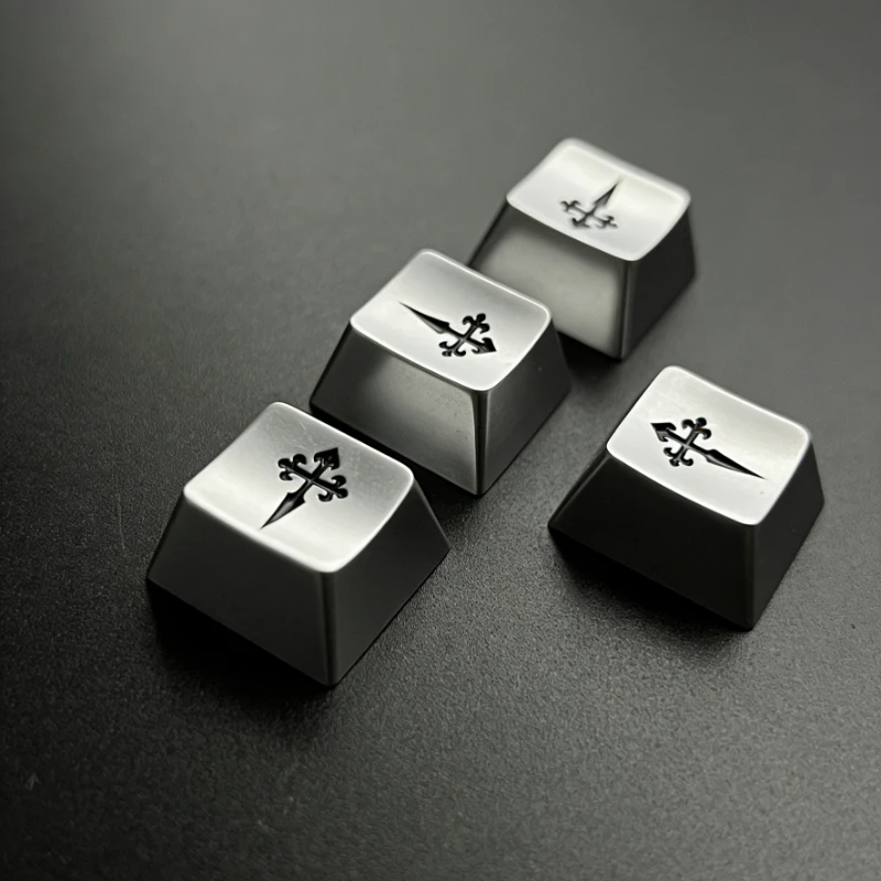 Silver Minimalist Style Theme Keycaps Set Custom Metal Mater