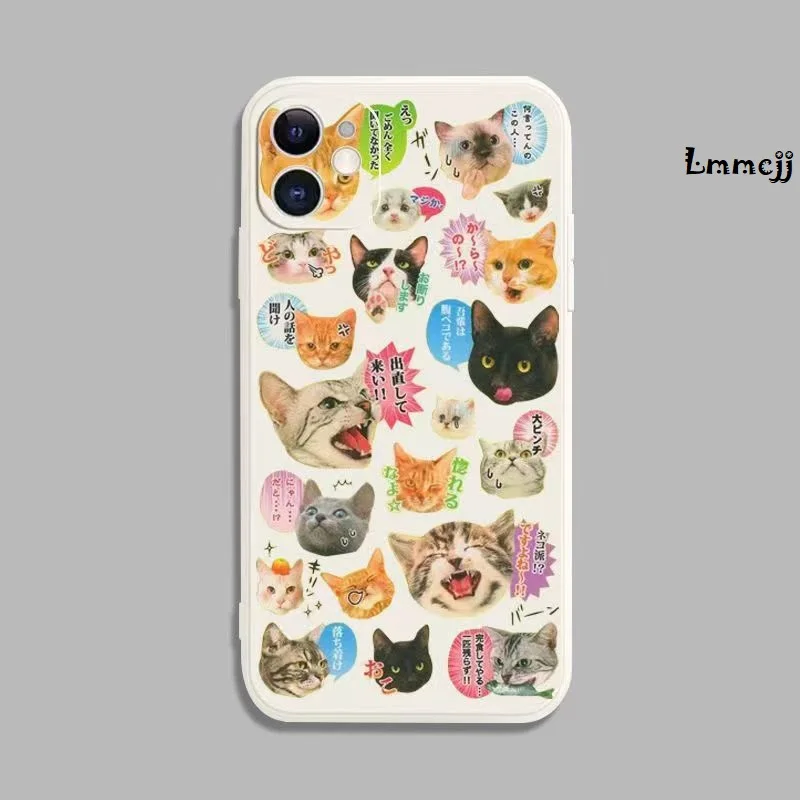 Lmmcjj funda de teléfono con pegatina de gatos para Samsung, A13, A14, A22, A23, A33, A53, A54, Galaxy S21, FE, S22, S23, Ultra Note 20, funda de