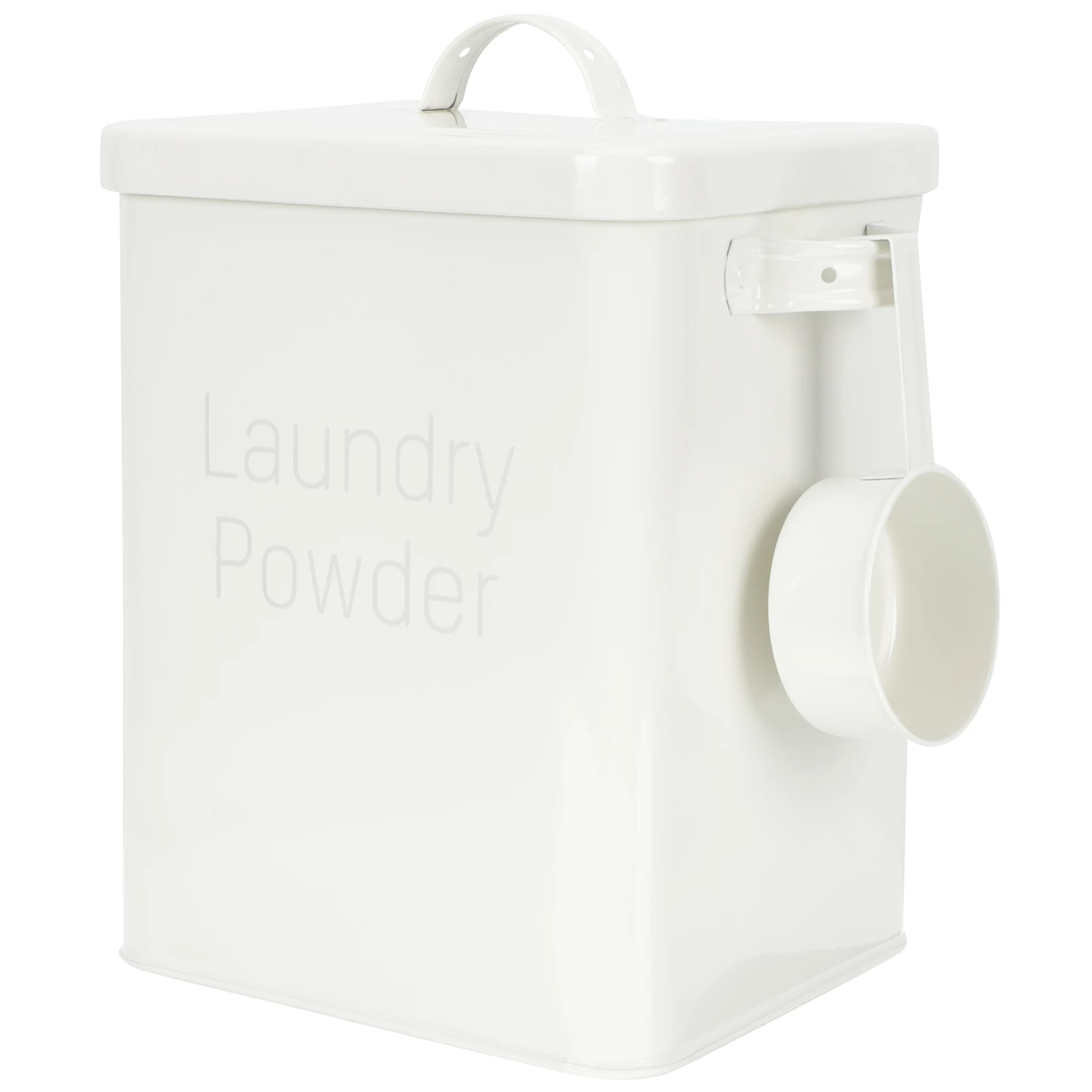 

Laundry Detergent Container Metal Bin White Large Capacity Multi Purpose Bucket Storage Box for Powder Rice Pet Food
