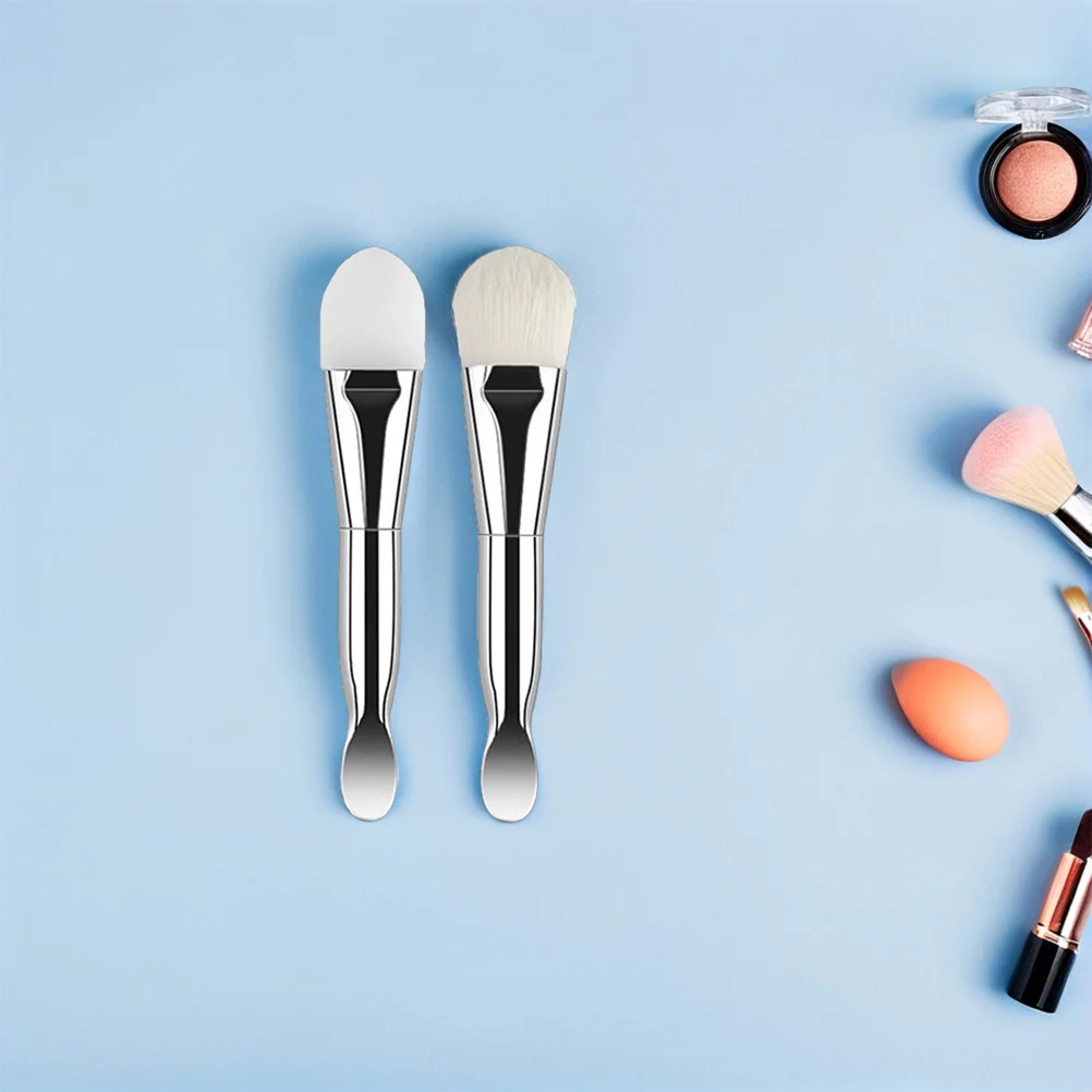 

2Pcs Silicone Mask Brush Soft Bristle Double-Ended Facial Applicator Beauty Tools for Face Cleansing Spa Use Mask Brush Set