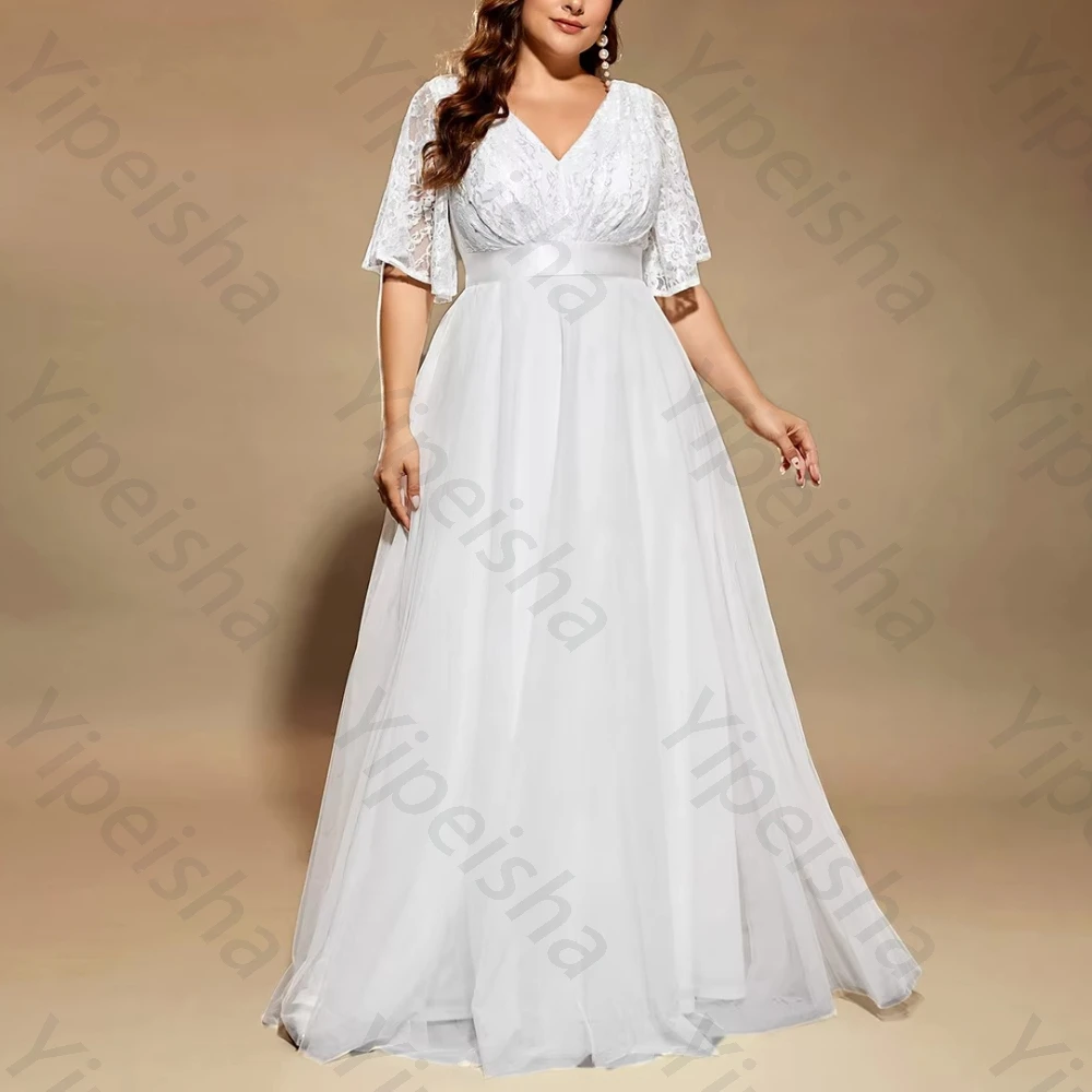 

Индивидуальное свадебное платье с оборками на рукавах и вырезами, белое, с цветочным принтом, V-образным вырезом, А-силуэта, высококачественное, для выпускного вечера и торжеств