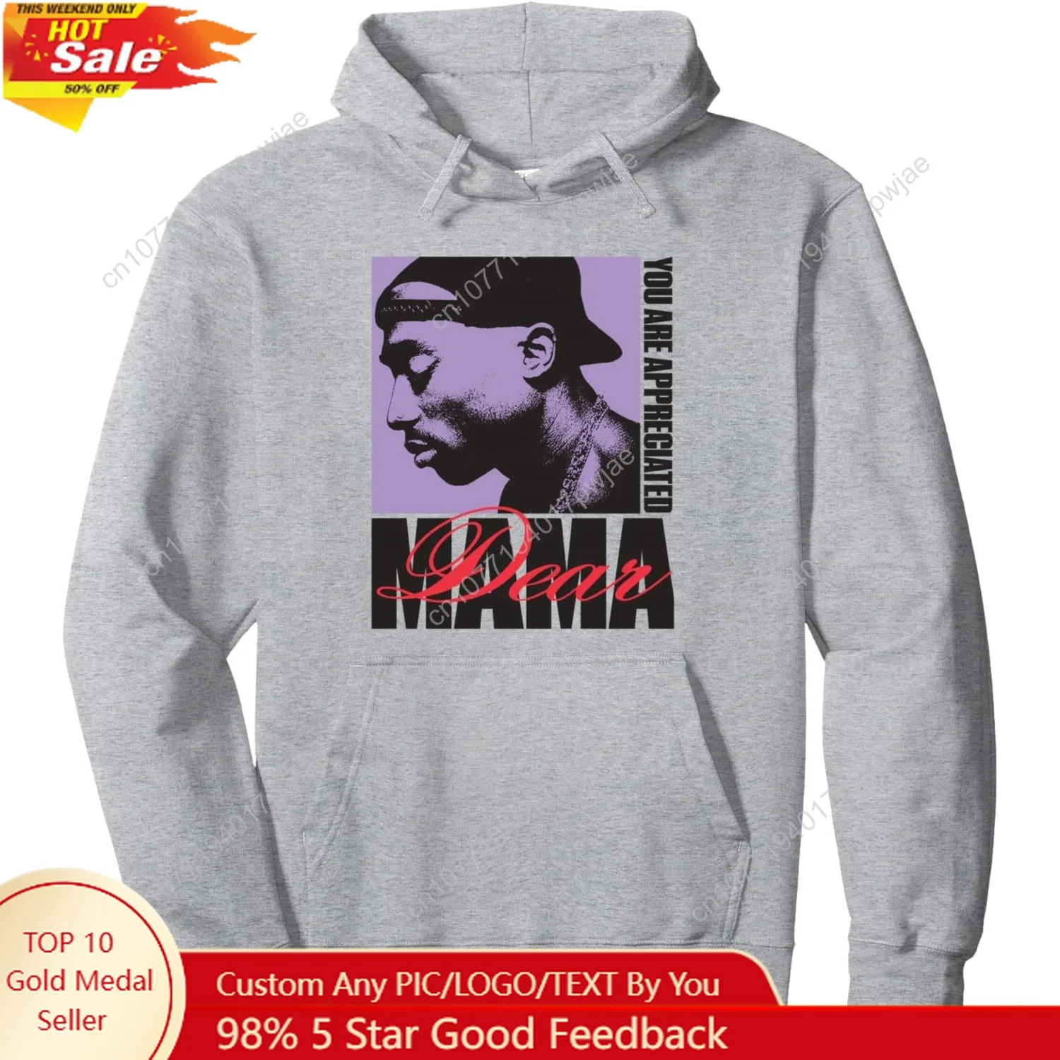

2PAC Official Tupac Dear Mama Appreciated Pullover Hoodie