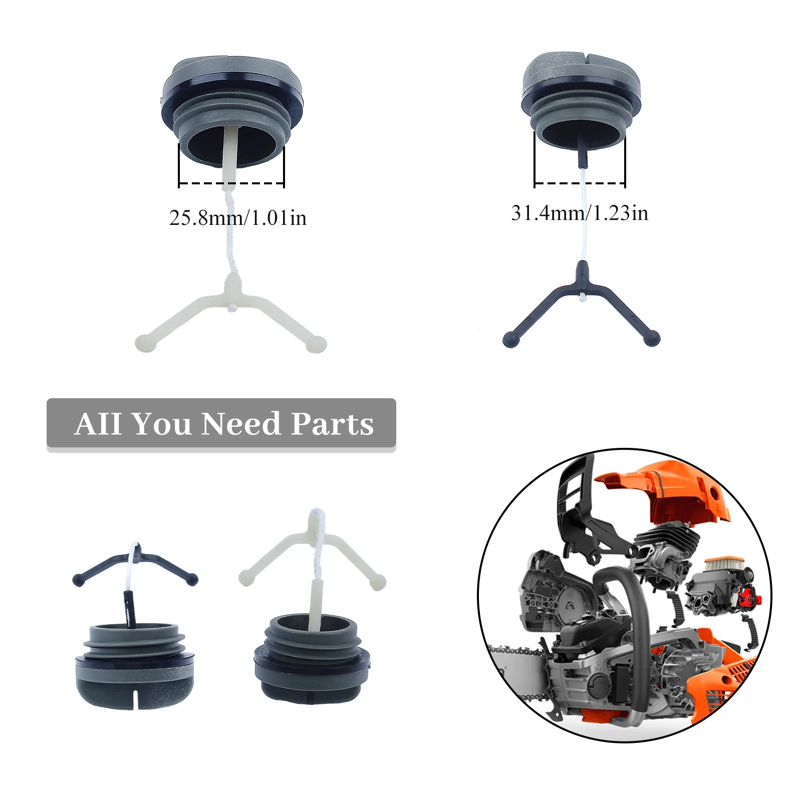 Petrol Gas Fuel Tank Cap Plug W/ Oil Filler Cap For Husqvarna 268 61 266 272 66 Chainsaw Replacement 501 431 402,501 626 602