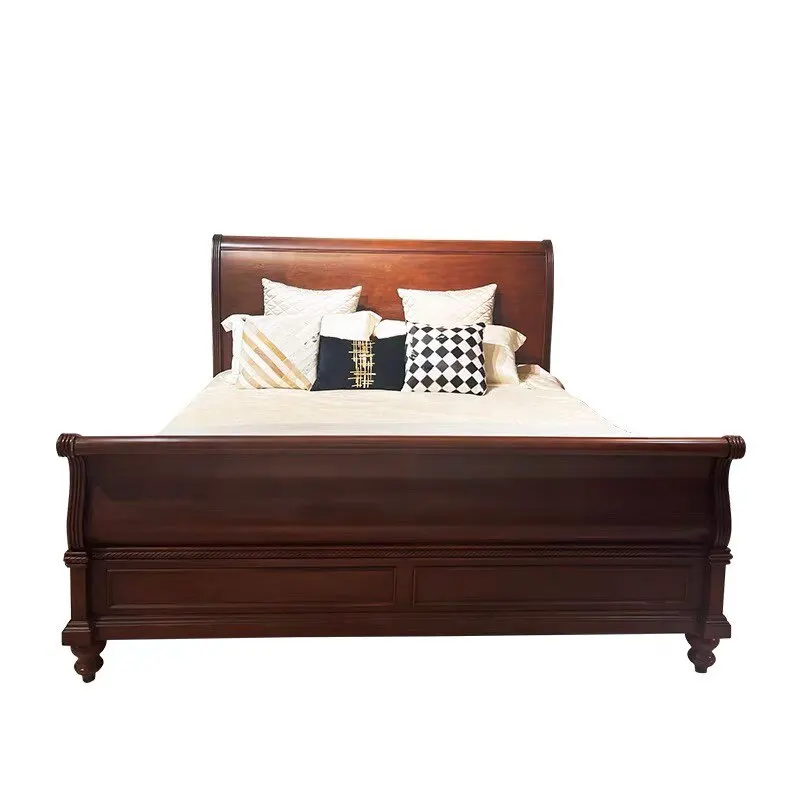 American country sled bed French retro solid wood double bed simple modern 1.8 meters master bed