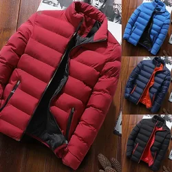 Chaquetas de invierno informales para hombre, cortavientos con cuello levantado, abrigo térmico, prendas de vestir de gran tamaño para acampar al aire libre, ropa masculina