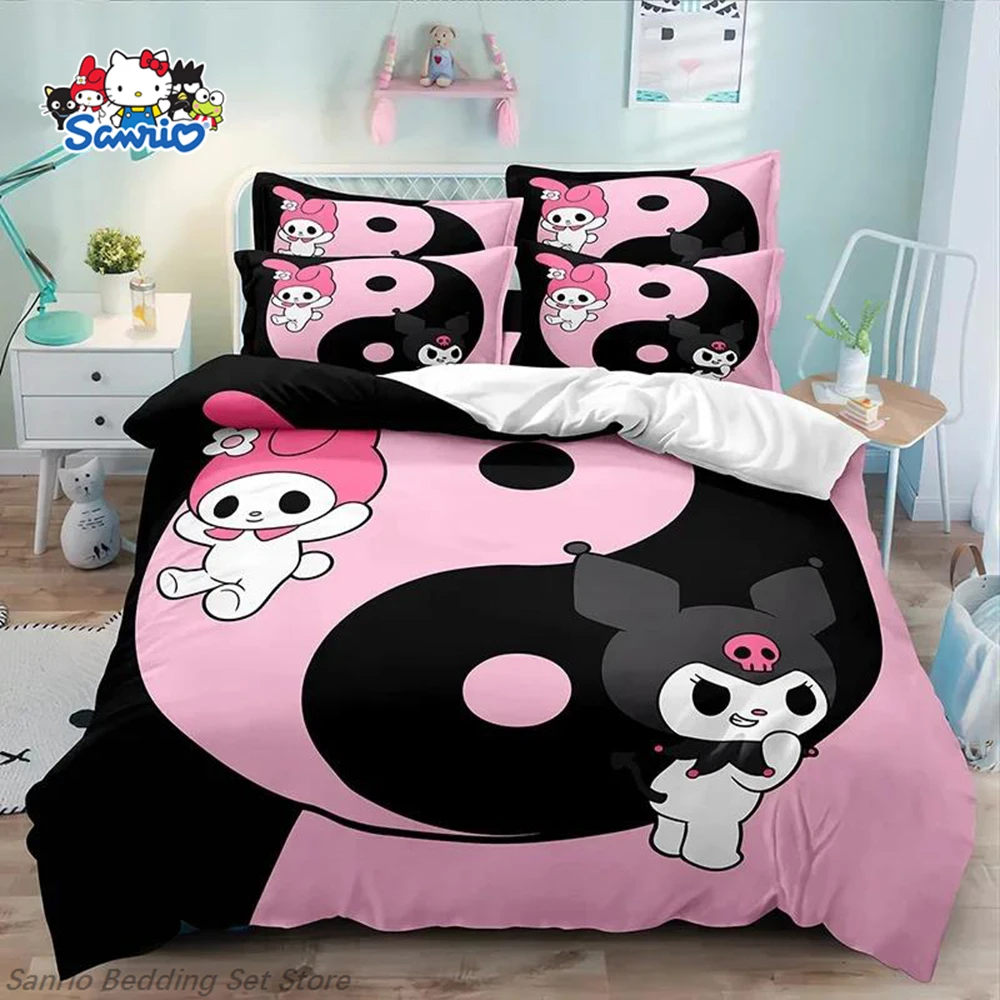 

Sanrio Cinnamoroll Kuromi My Melody Bedding Set 3Pcs Kawaii Anime Duvet Cover Set for Girls Kids Room Decor Birthday Gift King