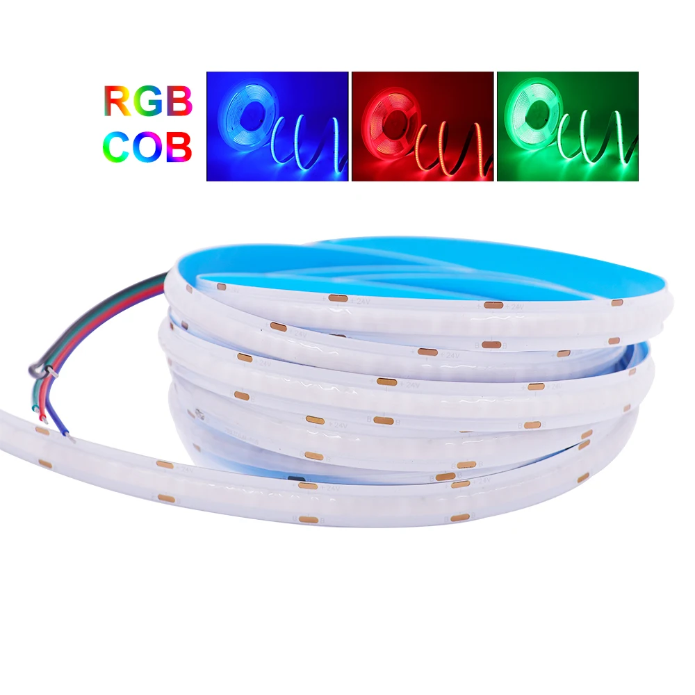 Tira de luces LED RGB RGBW RGBWW COB con Control remoto DC12V/24V, cinta LED COB compatible con Bluetooth, Cinta Lineal COB con Kit de alimentación