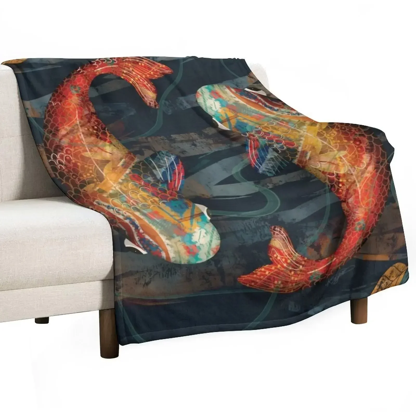 

Golden Koi Throw Blanket Vintage Furrys Blankets
