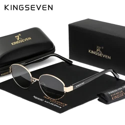 KINGSEVEN Retro Oval Sunscreen Glasses Women Men UV400 Alloy Sunglasses Fashion Glasses Driving Vacation Eye Protect Eyewear