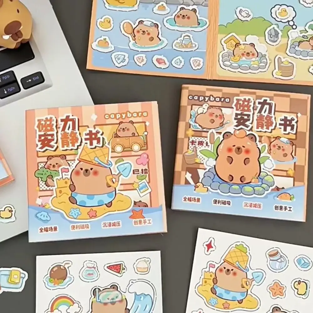 

Educational Toys Handmade Magnetic Quiet book Cartoon Hand Ledger Capybara Sticker Book 3D Toy DIY Kids Busy Book Toy Kids