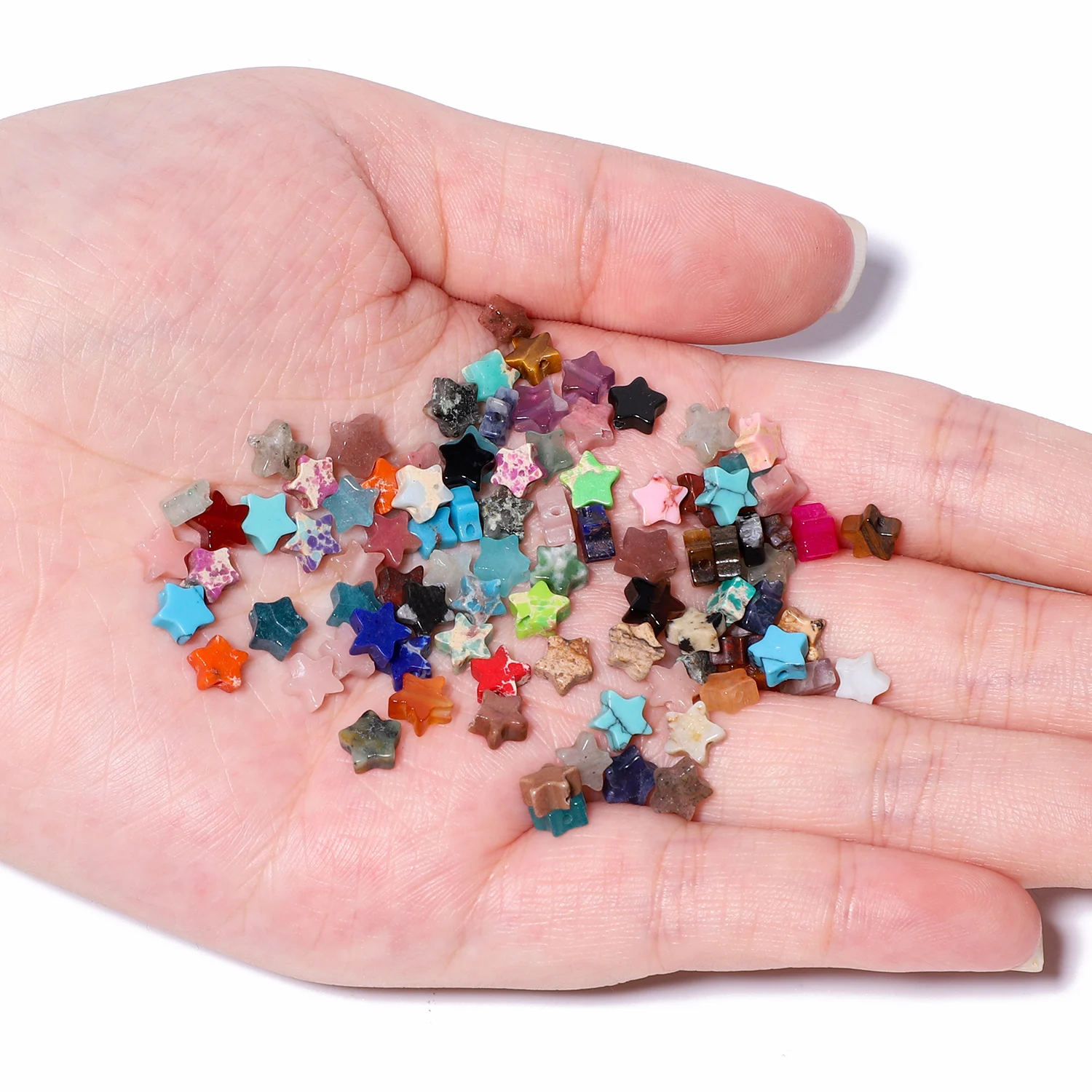 30pcs 6mm Natural Stone Beads Star Shape Amethyst Moss Agate Aventurine Jasper Loose Beads for Jewelry Making Diy Accessories