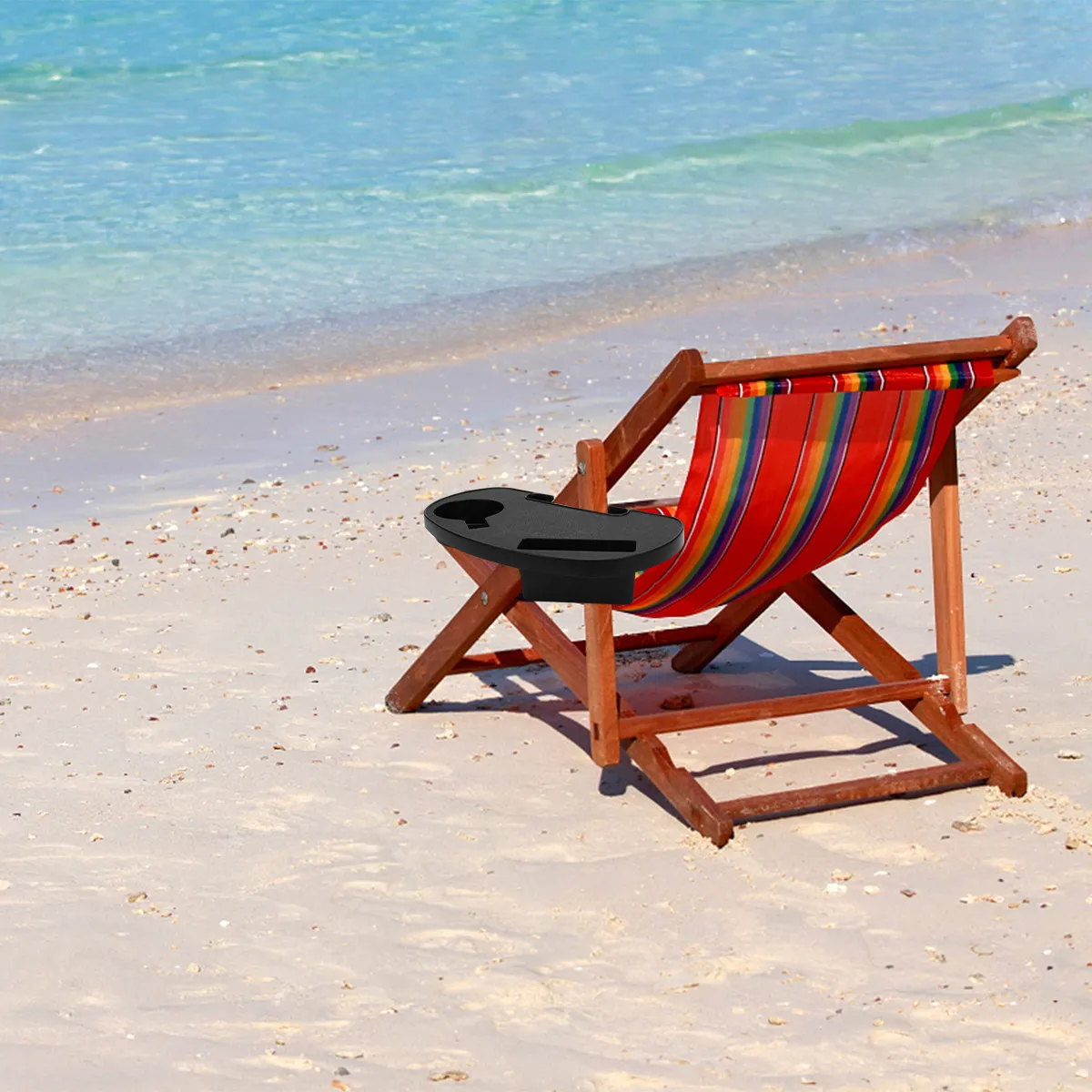 Chair Beverage Holder Tray Portable Plastic Sturdy Organizer for Lounge Chair Coffee Cup Beer Soda Holder Outdoor Use
