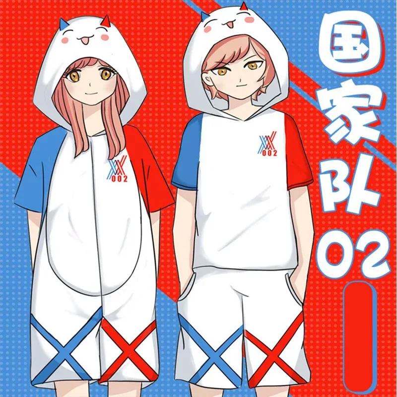 DARLING in the FRANXX Cosplay 02 Zero Two Strelizia CODE 002 Onesies Cosplay Costume Men Women Jumpsuit Home Sleepwear Pajamas