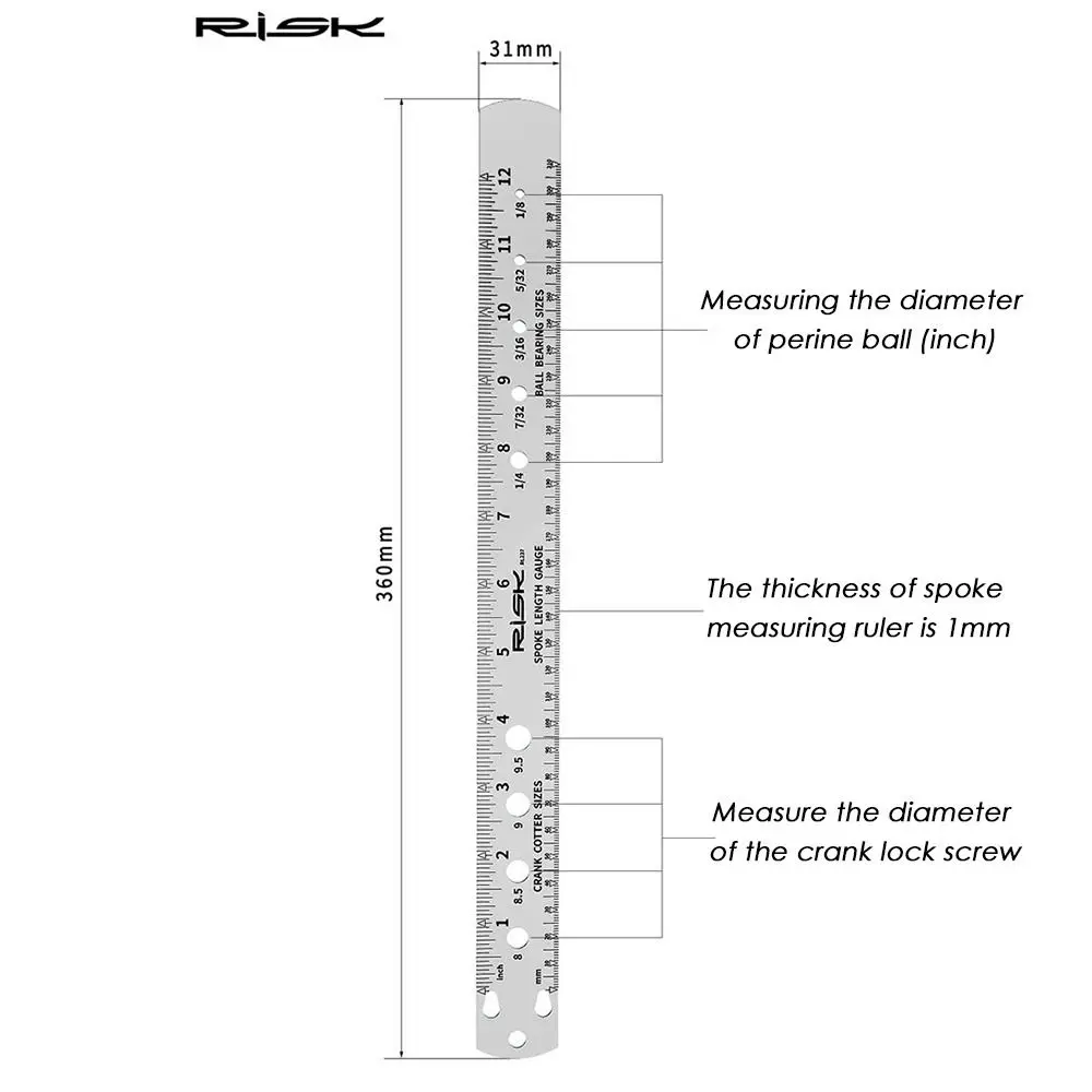 Creative RL237 Positioning Measuring Tool Parts Ruler Gauge Spoke Measuring Ruler Spoke Length Measuring Bicycle Spoke Tool