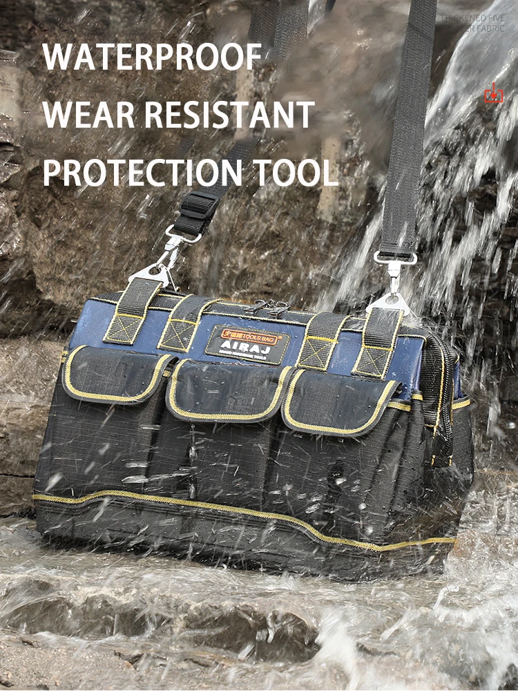 AIRAJ 13/15/17/19/23 inch Upgrade Tool Bag Electrician Bag 1680D Oxford Waterproof Wear-Resistant Strong Tool Storage Toolkit