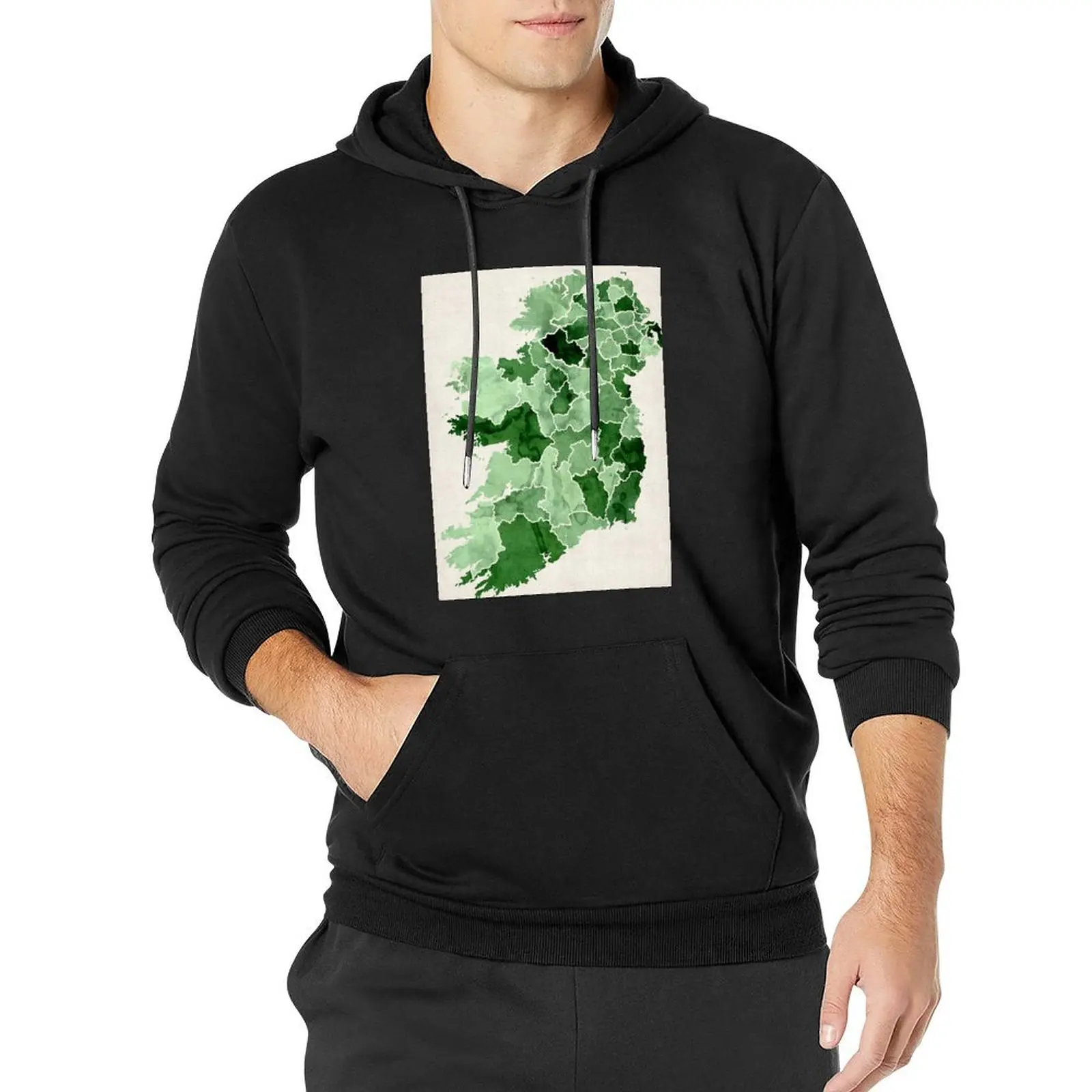 Ireland Watercolour Map Pullover Hoodie men's clothes autumn hoodie