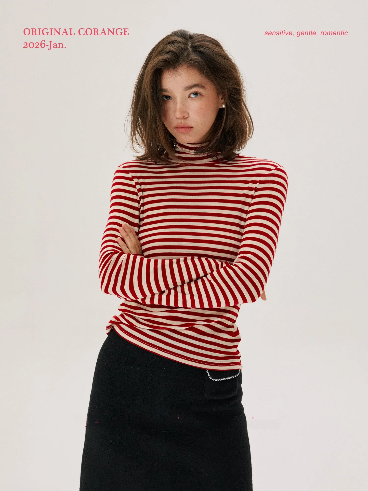 

Вязаный шерстяной топ с высоким воротом для переходного сезона от OriginalCorange, дышащий, для повседневной носки, для женщин, с длинными рукавами.