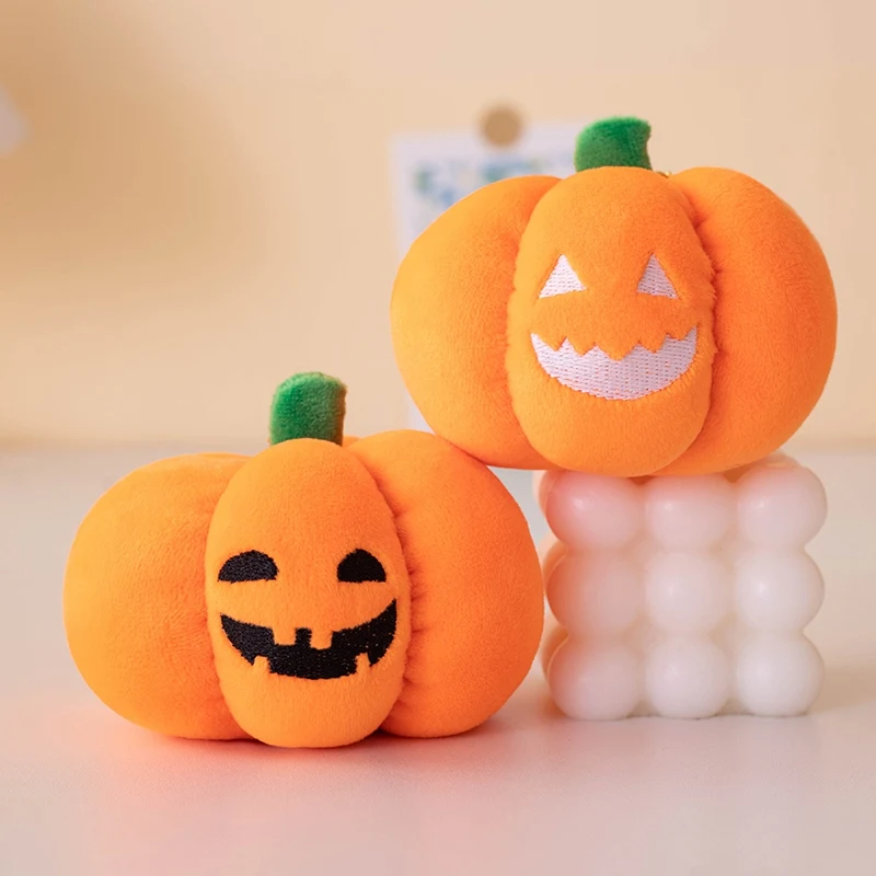 10CM Halloween Pumpkin Pendant Plush Toy Cute Small Noctilucent Pumpkin Kechain Bag Home Decoration Trick or Treat Festival Gift