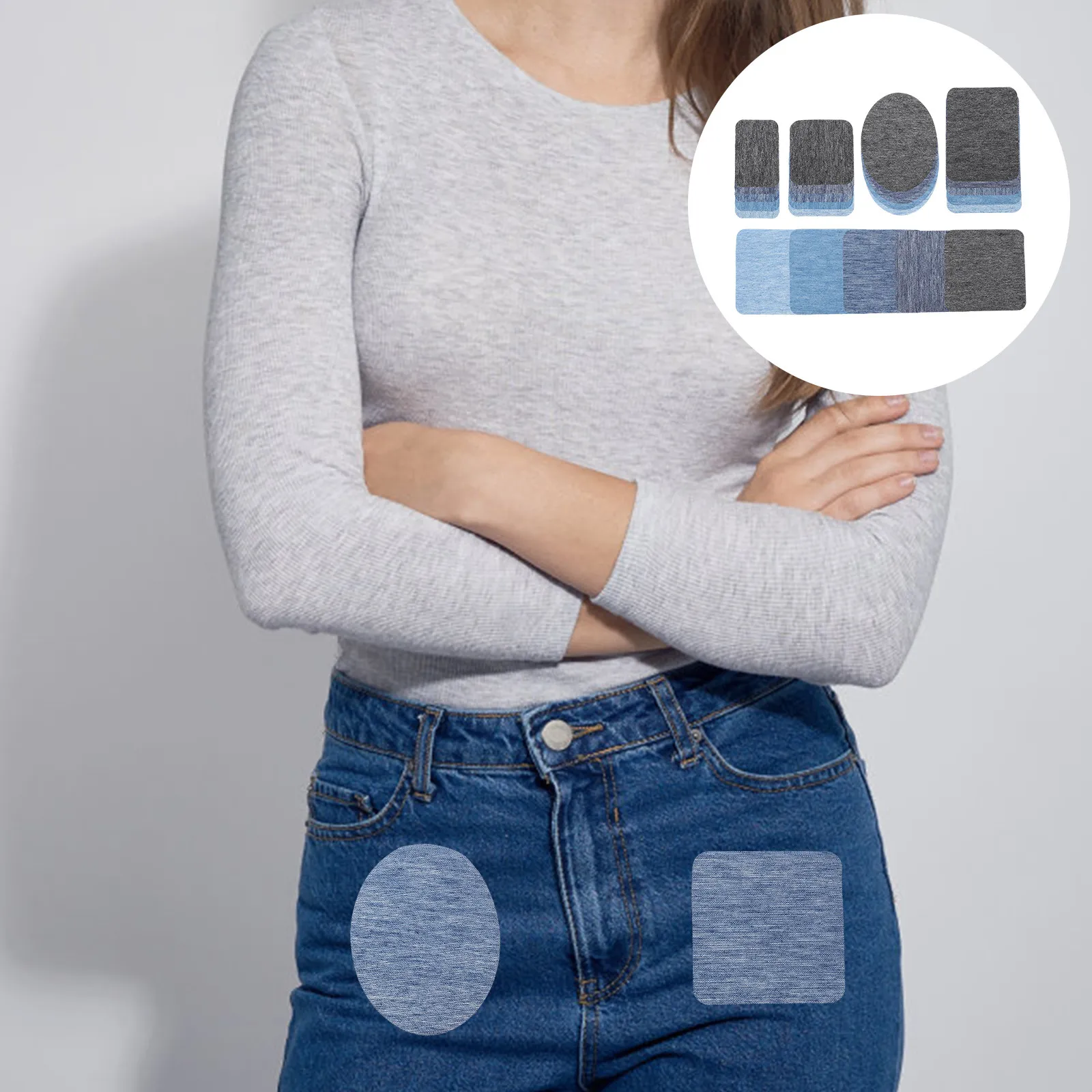 

1 комплект нашивок-аппликаций из денима для ремонта одежды, самоклеящиеся нашивки для джинсов, декоративные нашивки для шитья