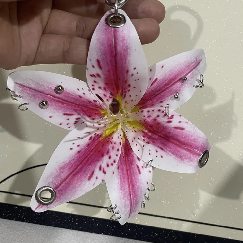 Fashion Exquisite Lily Keychain Phalaenopsis Orchid Hanging Flower Keychain Simulation Flower Chic Bag Pendant