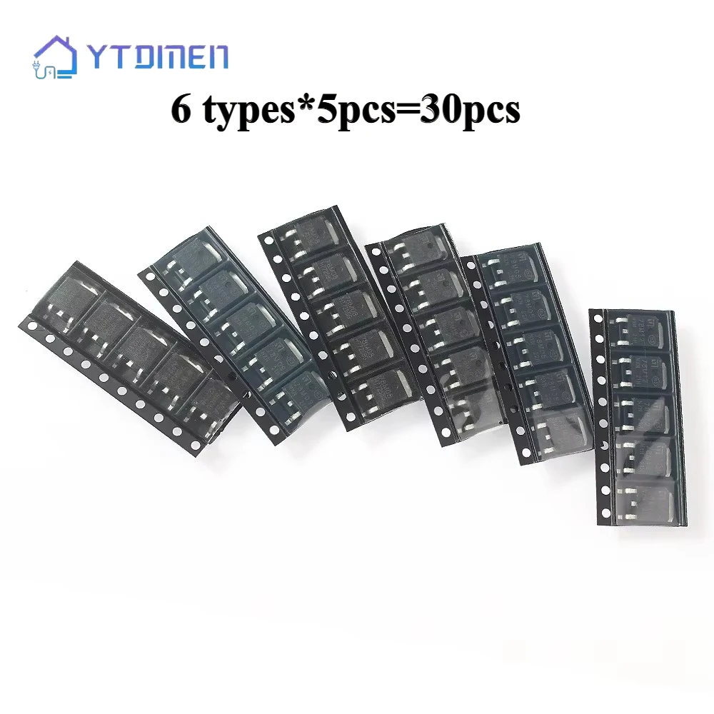 30PCS/Set SMD Transistor Kit TO-252 78M05 78M06 78M08 78M09 78M12 78M15 6 Kinds IC DIY Assorted Pack Voltage Regulator Triode