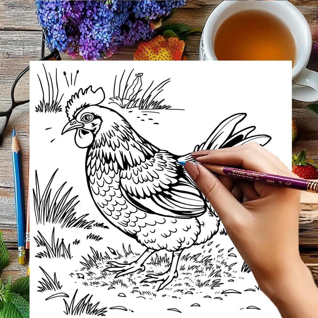 28 Pages Farm Animals Coloring Book for Adult | Drawing Supplies Colouring Book for Christmas, Thanksgiving