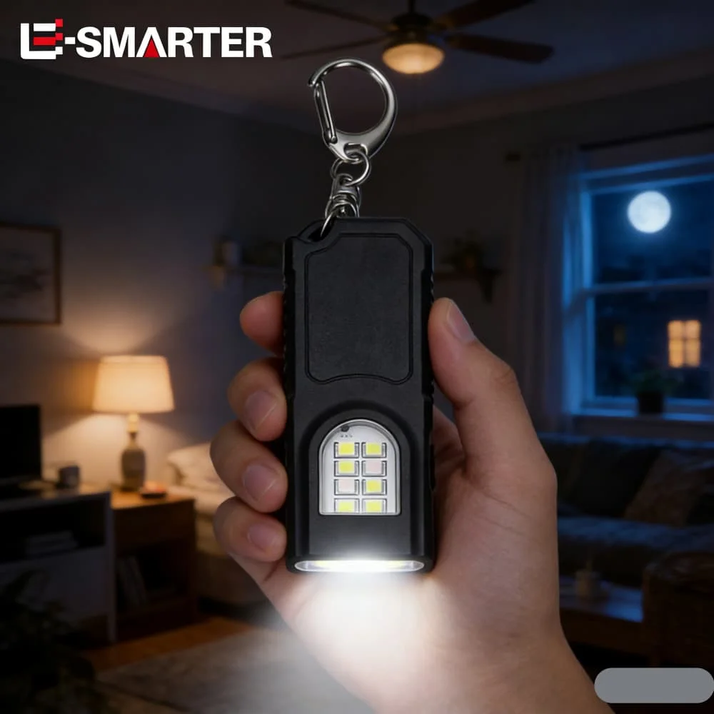 

COB Work Light Multifunctional Keychain Flashlight USB Rechargeable Mini Flashlight With Keyring Camping Walking Pocket Lamp