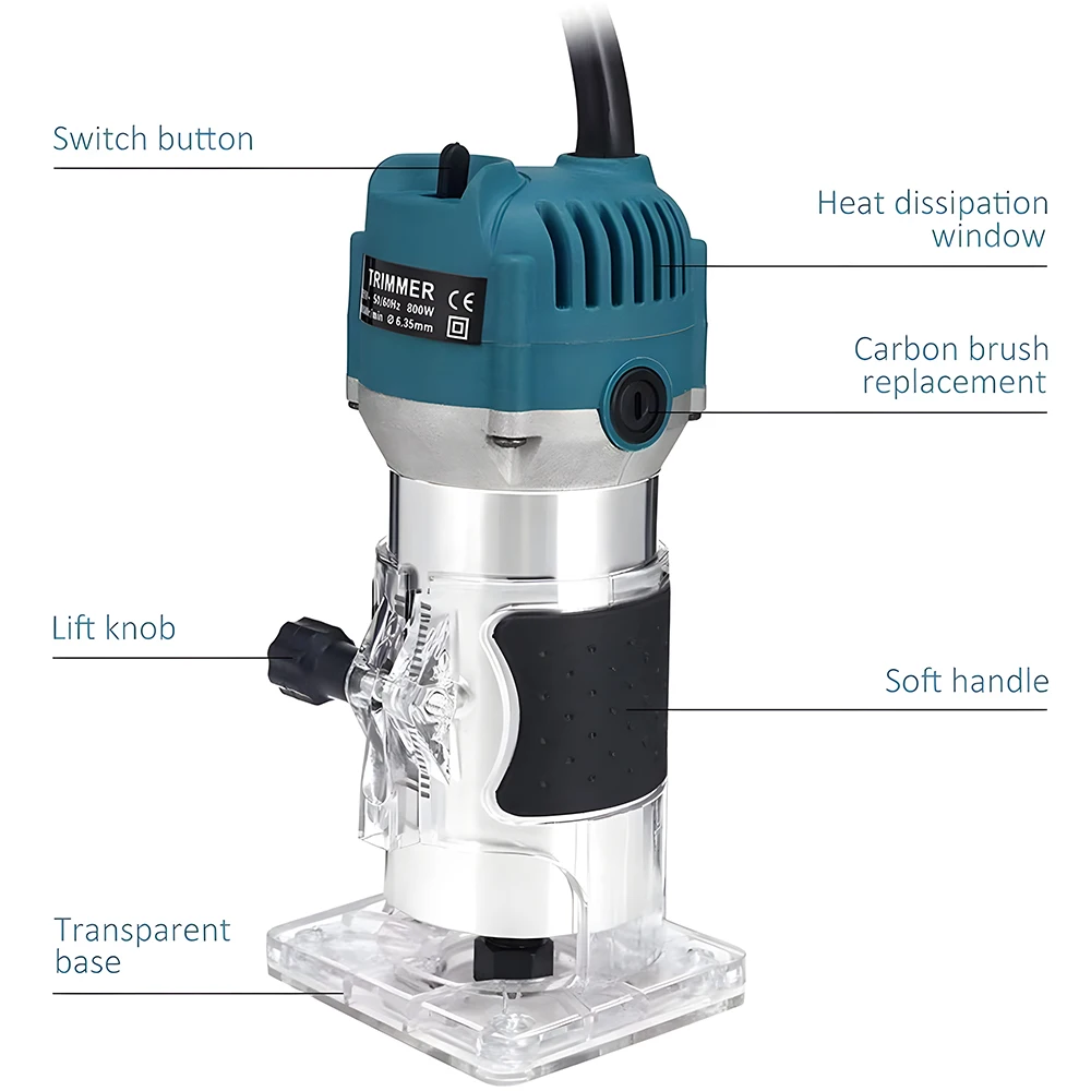 Podofo 800 واط 30000 دورة في الدقيقة أداة تشذيب الخشب راوتر الكهربائية اليد المتقلب صفح طحن النقش آلة اليد جهاز توجيه الخشب الخشب #6