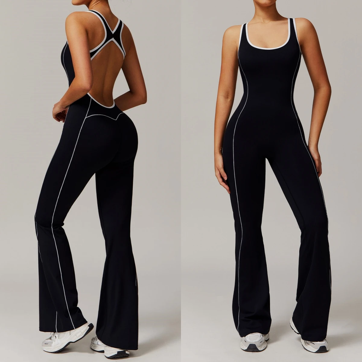 Gym Women Jumpsuit Bell-bottoms Training Yoga Set Sportswear Women Sports Jumpsuit Fitness Rompers Stretch Workout Bodysuits