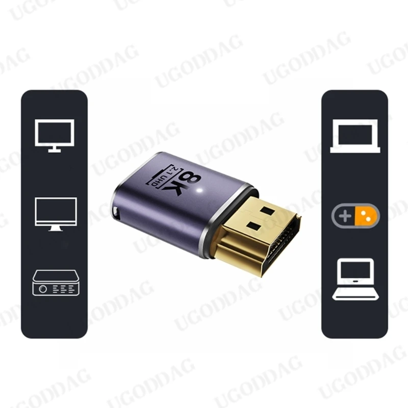 HDMI-compatible Adapter HDMI-compatible Female to HDMI-compatible Male Converter Adapter UHD2.1 Support 8K 60Hz 4K 120Hz 48Gbps