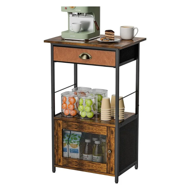 

Country kitchen shelves with drawers and lockers