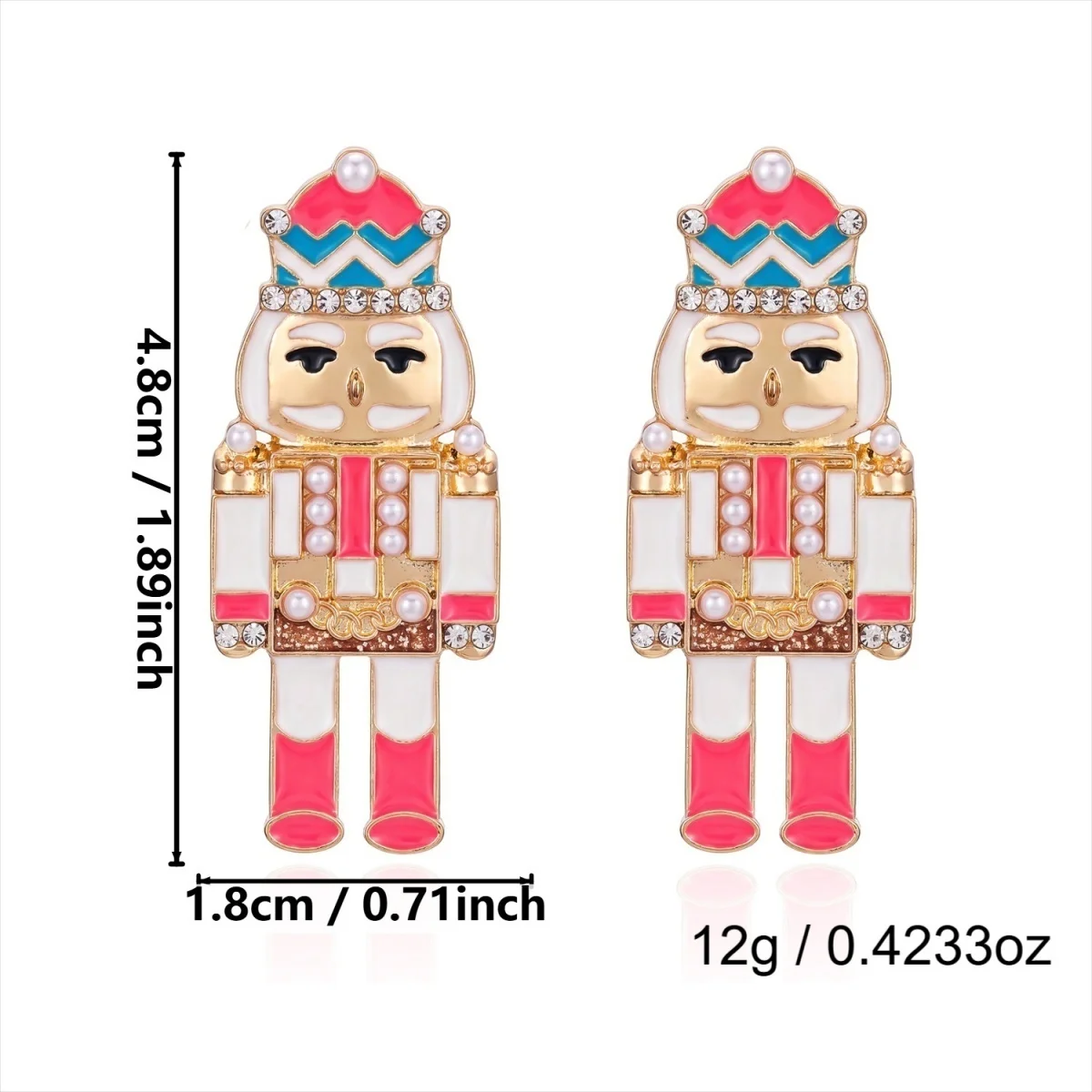 Kreative Krücken-Halter-Ohrringe mit Krönen-Nussknacker-Motiv für Damen, Weihnachtsmützen-Soldaten-Ohrringe, Neujahrsparty-Schmuck – Detail 39