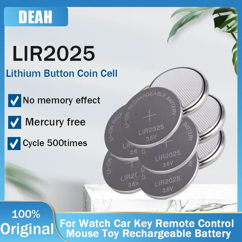 20-100PCS LIR2025 LIR 2025 3.6V Rechargeable Lithium Battery CR2025 ML2025 For Car Key Scale Calculator Mouse Button Coin Cells