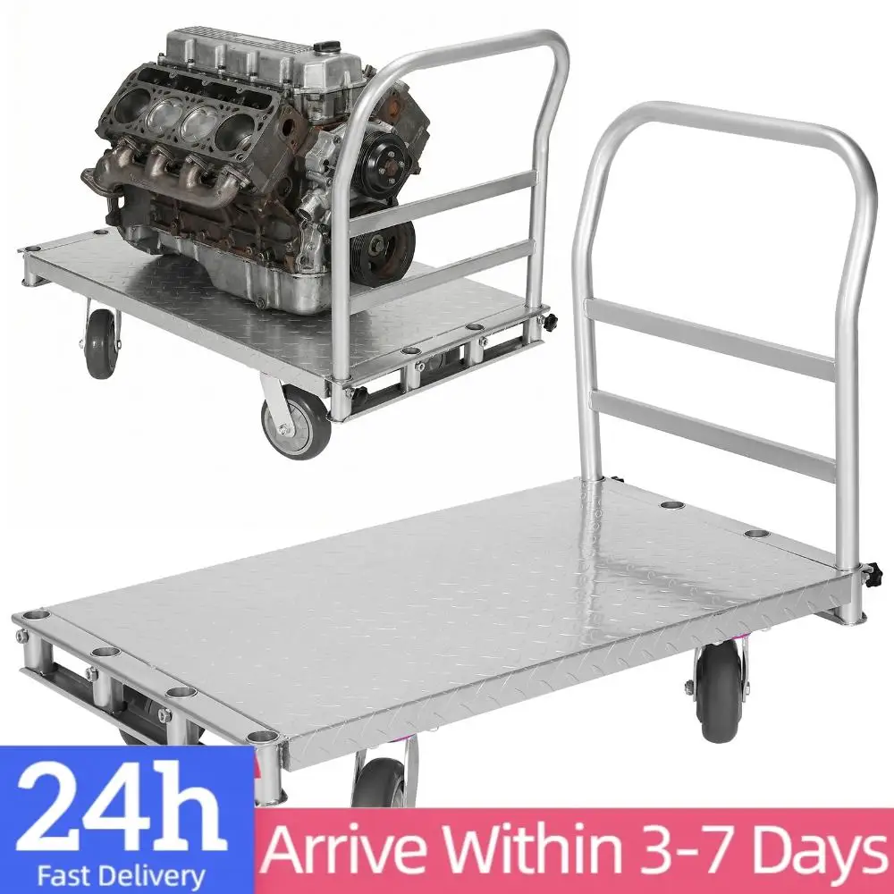 

Усиленная тележка для гипсокартона из нержавеющей стали, платформа 36x24 дюйма, 3 боковых поручня, 4 поворотных колеса для пиломатериалов и стеновых панелей