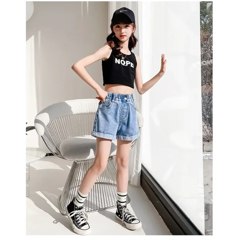 Girls Summer Denim Shorts Toddler Casual Loose Fit Stretchy Comfortable Play Shorts