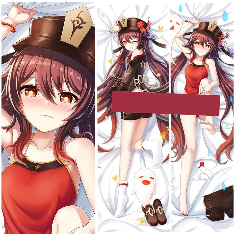 60*180ซม.Genshin Impact Hu เต่า Dakimakura ฝาครอบด้านข้างพิมพ์ปลอกหมอนยาวปลอกหมอนเบาะ Hutao หมอนกรณี