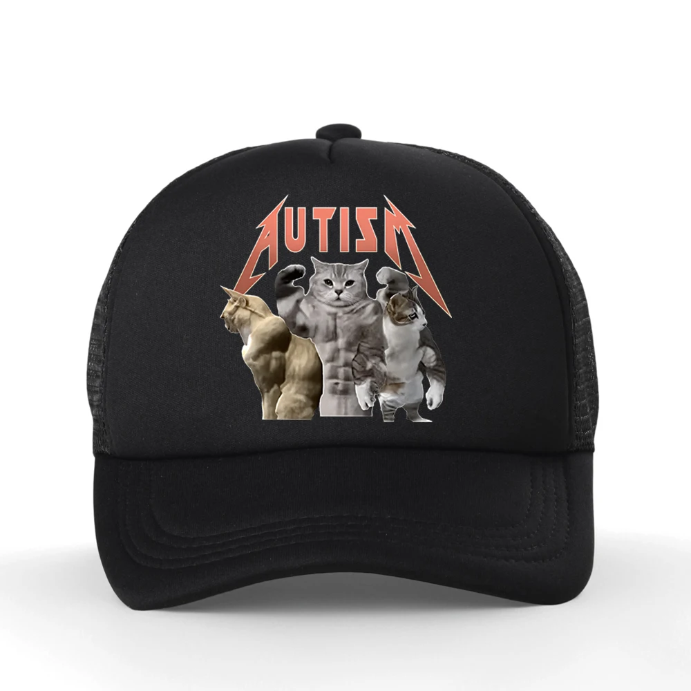 Buff Cats Autism Memory Fitness Gym Hip Hop Baseball Cap Women Summer Comfortable Adjustable Mesh Breathable Hat