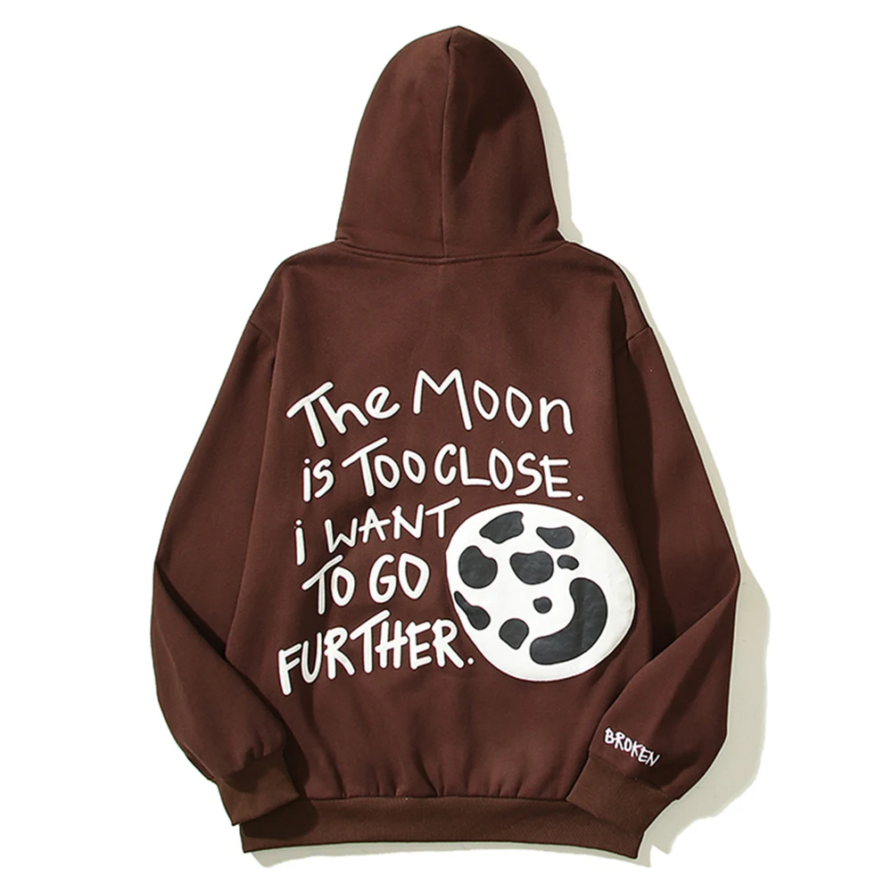 

Letters Printed Fleece Hoodie Men Women Front Pocket Pullover Men's Sweatshirts Streetwear Clothing