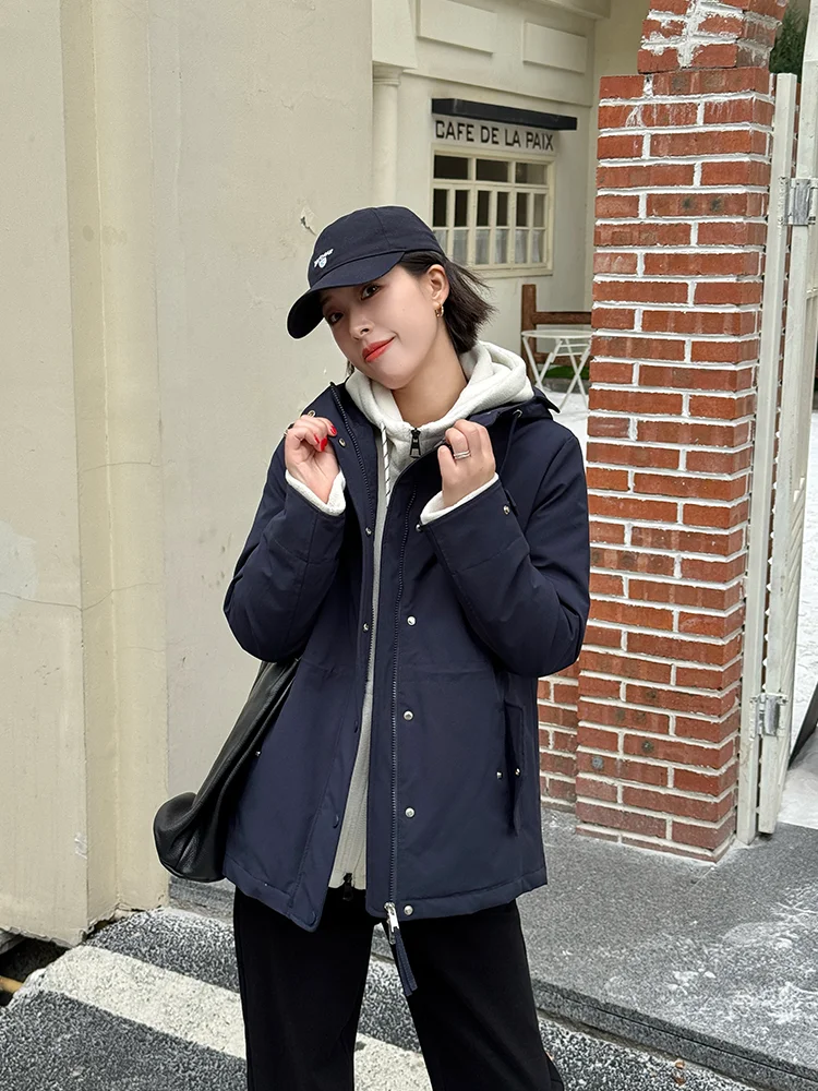 

Легкая утепленная куртка с капюшоном для женщин, свободного кроя, теплая хлопковая, с длинными рукавами, средней длины, зимняя повседневная верхняя одежда