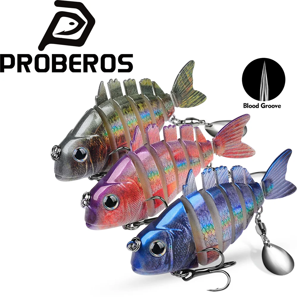 

PROBEROS 3PC Artificial Swimbait Fishing Lures like Life Tilapia shape Hard Bait Lure With Treble Hook Multi Jointed Bass Lures