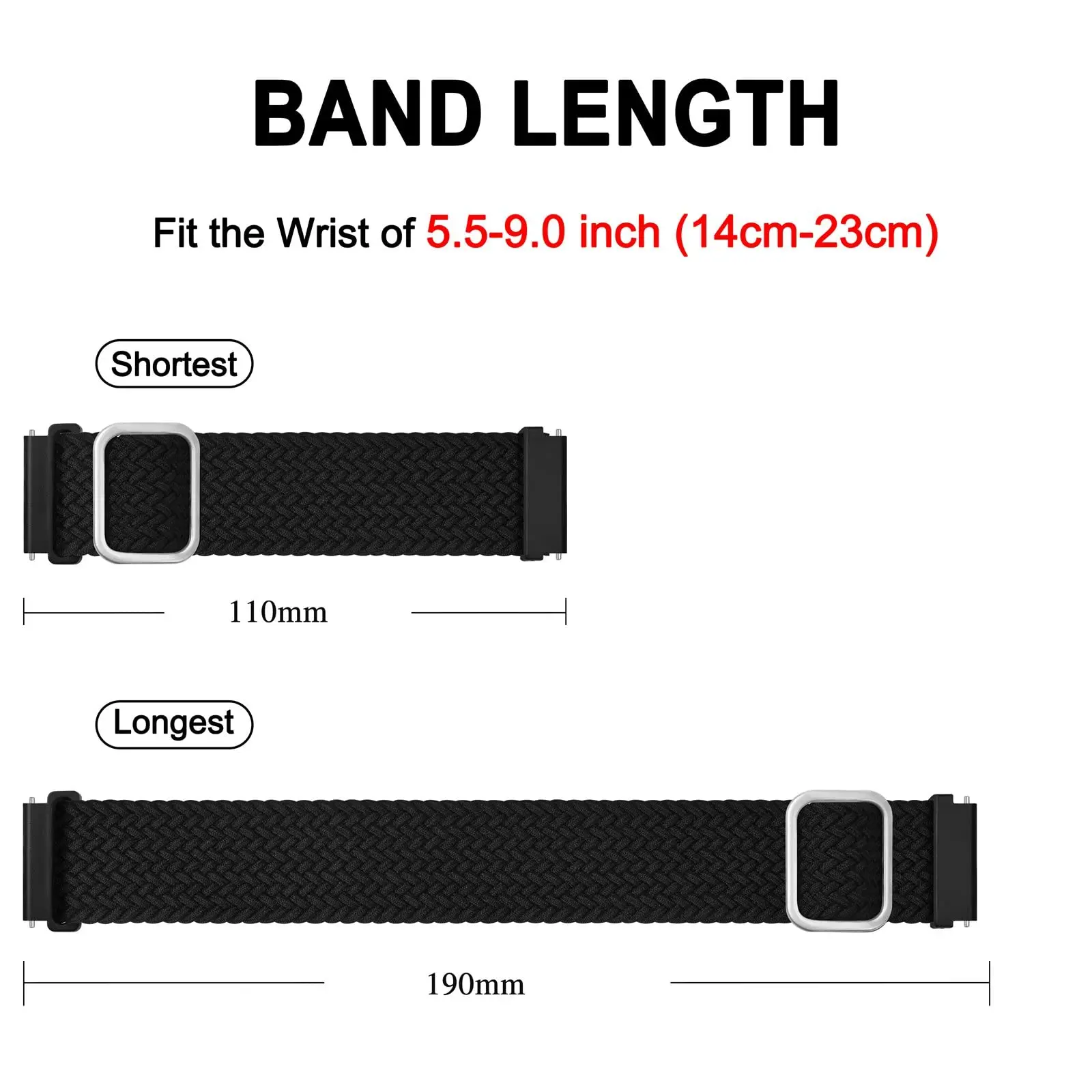 22mm 20mm Nylon Braided Loop Strap For Samsung Watch 5/4/3 Active 2 Huawei Watch GT Fabric Bracelet Belt For Amazfit GTR/Stratos